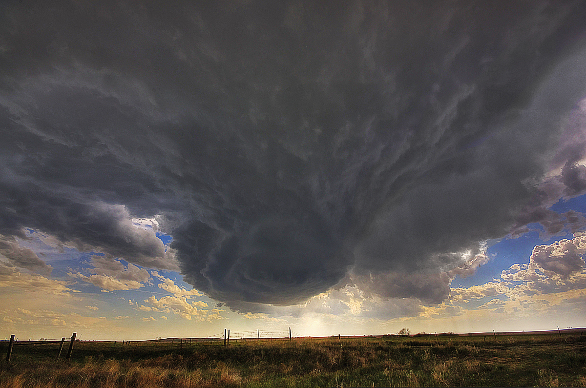 August 2014 Corkscrew-A tornado warned storm near Cold Water Kansas.
