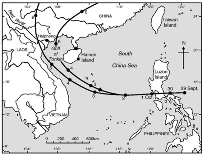 Path of the Tongking Typhoon Path of the Tongking Typhoon