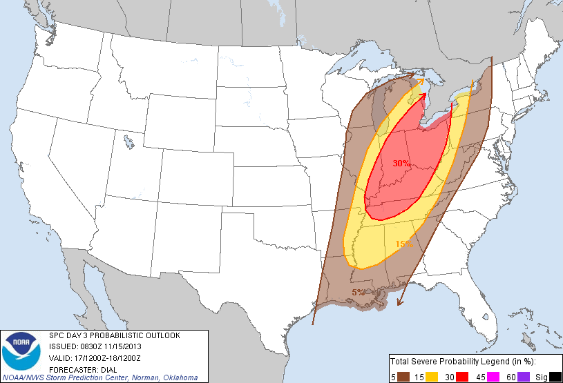 Severe Weather Threat area for Sunday 11/17 Severe Weather Threat area for Sunday 11/17