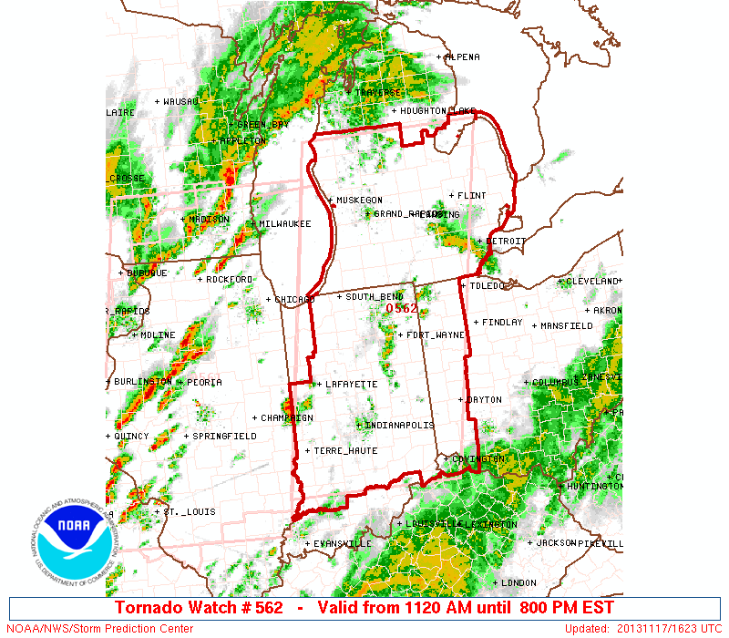PDS tornado watch issued by the NWS