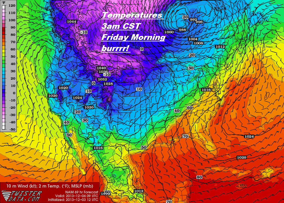 Temperatures 3am CST Friday 12/6