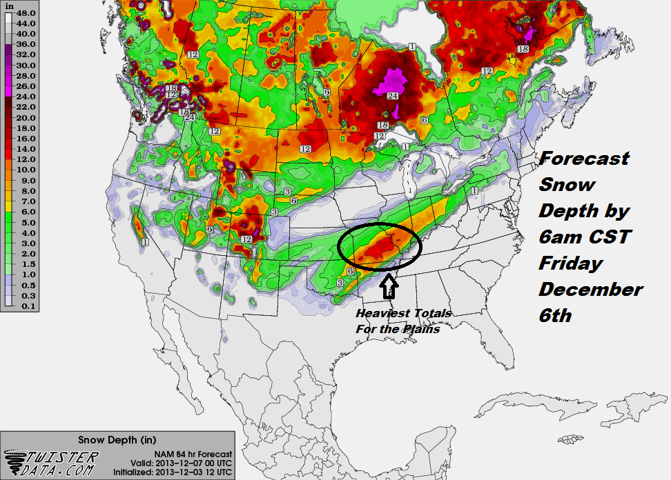 Snow Depth Friday December 6th 2013