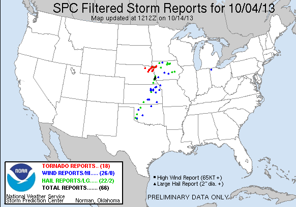 SPC storm reports for 10/4 SPC storm reports for 10/4