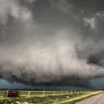 El Reno, Ok. The massive wallcloud that would 30 seconds later produce ones of the largest tornadoes in history. Taken around 6:02PM facing North on Ft Reno Rd, a quarter mile off of Reno Rd West.