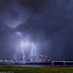 Probably my most liked Lightning Photo. Taken7-18-12 from the Muscatine, Iowa Riverfront. This was a discrete cell that didn't fire completely until after dark. It didn't have much but a typical outflow domination and tons of lightning.