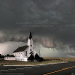 One of my favorite shots over the years......a TOR warned storm approaching the iconic church in Trego Center, KS in May 2007.