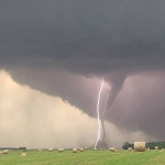 Rare scene of two tornadoes and a lightning strike northwest of Pilger, NE near Pender NE. The tornado developing on the right is not the tornado that hit Pilger, NE. Sad day for the town and if you'd like to donate to storm relief check out Storm Assist's website. I may as well.