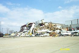Tornado damage in Springfield, Illinois. (Wikipedia) Tornado damage in Springfield, Illinois