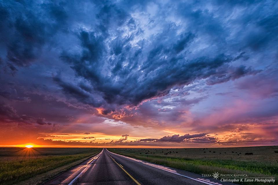 After a long day of chasing nothing special on the Summer Solstice, I was treated to a spectacular sunset along State Highway 34 on the Cheyenne River Indian Reservation. June 21, 2014. After a long day of chasing nothing special on the Summer Solstice, I was treated to a spectacular sunset along State Highway 34 on the Cheyenne River Indian Reservation. June 21, 2014.